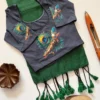 Handloom Khadi Cotton Saree with Readymade DTF Printed Stretchable Blouse – Tassel Pallu Saree Set (XL & XXL) - Image 11