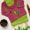 Handloom Khadi Cotton Saree with Readymade DTF Printed Stretchable Blouse – Tassel Pallu Saree Set (XL & XXL) - Image 15