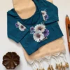Handloom Khadi Cotton Saree with Readymade DTF Printed Stretchable Blouse – Tassel Pallu Saree Set (XL & XXL) - Image 19