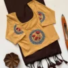Handloom Khadi Cotton Saree with Readymade DTF Printed Stretchable Blouse – Tassel Pallu Saree Set (XL & XXL) - Image 4