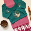Handloom Khadi Cotton Saree with Readymade DTF Printed Stretchable Blouse – Tassel Pallu Saree Set (XL & XXL) - Image 9