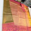 Handwoven Pure Tissue Silk Wedding Saree Featuring Traditional Tota/Parrot Meenakari Border with Certified Silk Mark - Image 2
