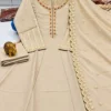 Heavy Roman Silk Embroidered Flared Anarkali Kurti Palazzo Set with Dupatta - Image 8