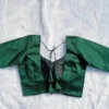 Indian Readymade Raw Silk Saree Blouse, Sweetheart Neckline, Half Sleeves Backless Dori Tie-Up Choli Crop Top for Women