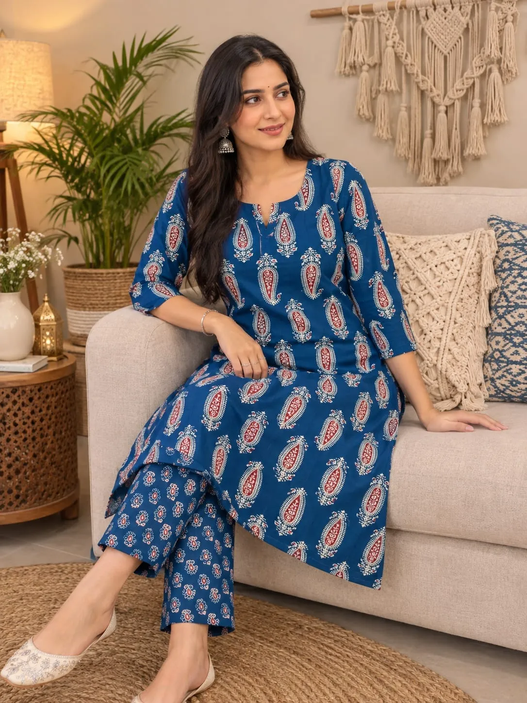 Jaipuri Bandhani Discharge Print Kurti with Leheriya Pant Set | Cotton Daily & Office Wear - Image 11