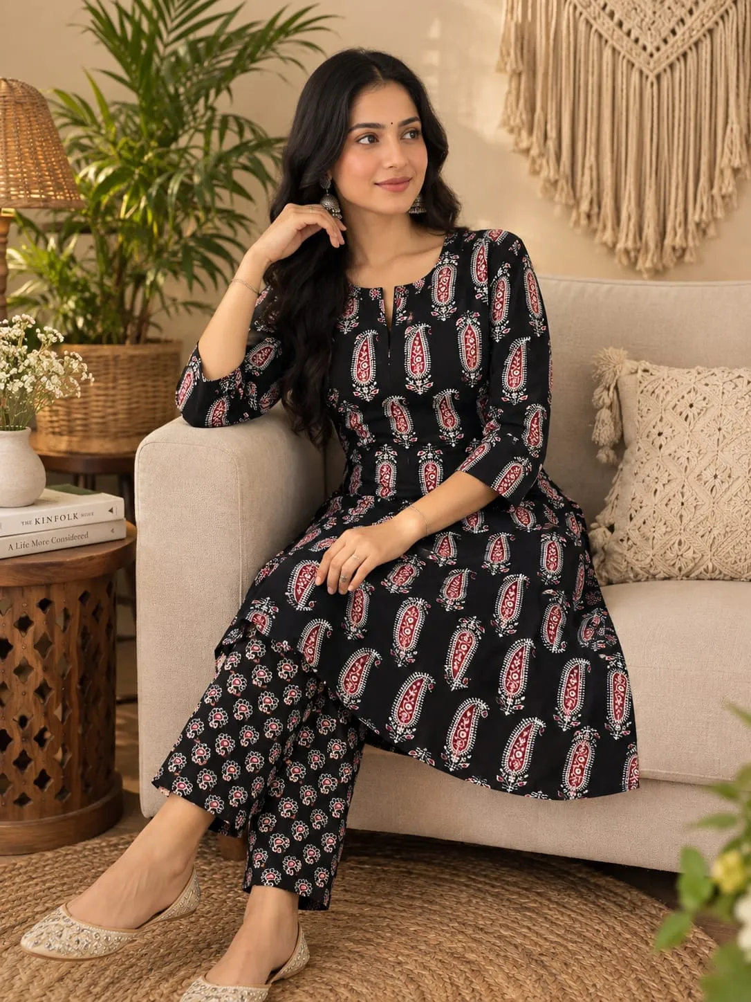 Jaipuri Bandhani Discharge Print Kurti with Leheriya Pant Set | Cotton Daily & Office Wear - Image 6
