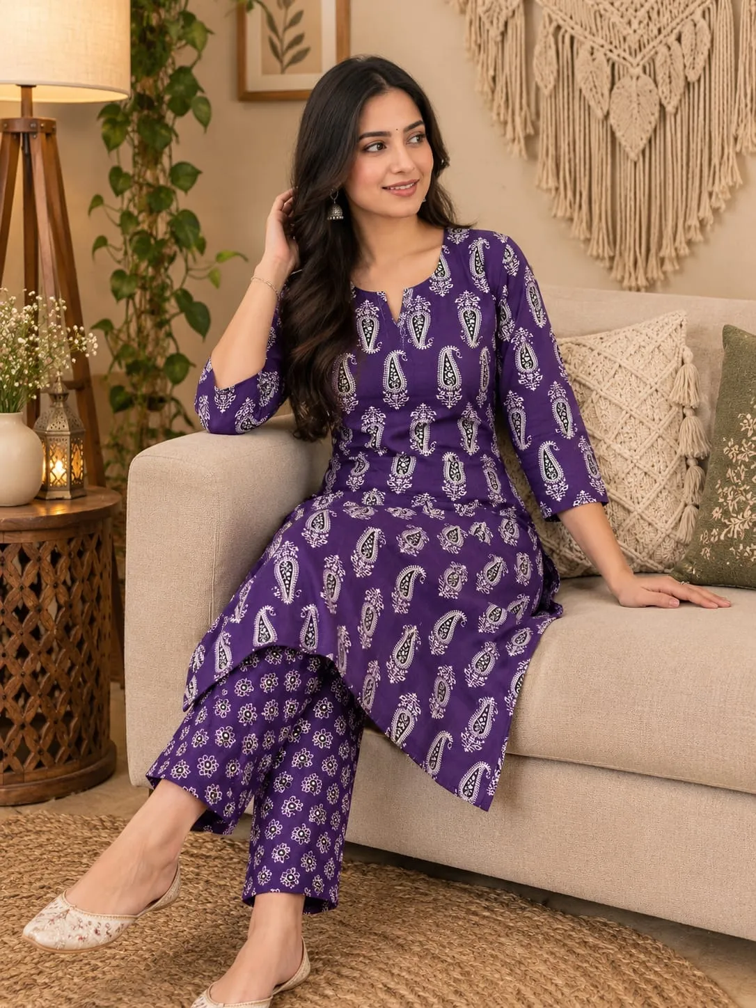 Jaipuri Bandhani Discharge Print Kurti with Leheriya Pant Set | Cotton Daily & Office Wear - Image 9