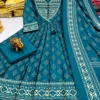 Jaipuri Bandhani & Geometric Print Mulmul Cotton Anarkali Suit Set with Embroidered Yoke & Potli Buttons - Image 8