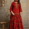 Jaipuri Cotton Block Print Gopi Dress Set with Handwork Kurti & 3-Meter Flared Skirt - Image 9