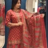 Jaipuri Print Pure Cotton Kurti with Skirt & Dupatta Set for Women | 60s Cotton Hand Work Ethnic Gopi Dress Set - Image 3