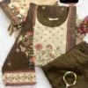Jamdani Silk Digital Print Kurti Pant Set with Scenery Dupatta | Designer 3-Piece Ethnic Suit Set (M–3XL)