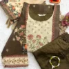 Jamdani Silk Digital Print Kurti Pant Set with Scenery Dupatta | Designer 3-Piece Ethnic Suit Set (M–3XL) - Image 11