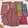 Jiya Embroidered Mul Chanderi Anarkali Kurta Set with Roman Silk Pant & Scallop Dupatta - Image 2