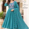Jiya Embroidered Mul Chanderi Anarkali Kurta Set with Roman Silk Pant & Scallop Dupatta - Image 5