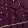 Jute Cotton Silk Embroidery Saree with Floral Butti Work & Matching Blouse Piece - Image 16