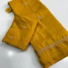 Jute Cotton Silk Embroidery Saree with Floral Butti Work & Matching Blouse Piece - Image 21