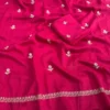 Jute Cotton Silk Embroidery Saree with Floral Butti Work & Matching Blouse Piece - Image 3