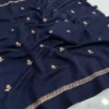 Jute Cotton Silk Embroidery Saree with Floral Butti Work & Matching Blouse Piece - Image 4