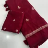 Jute Cotton Silk Embroidery Saree with Floral Butti Work & Matching Blouse Piece - Image 7