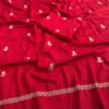 Jute Cotton Silk Embroidery Saree with Floral Butti Work & Matching Blouse Piece - Image 8