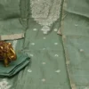 Jute Silk Embroidered Kurti Pant Set with Woven Daman Border & Dupatta - Image 11