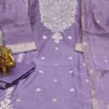 Jute Silk Embroidered Kurti Pant Set with Woven Daman Border & Dupatta - Image 2