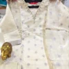 Jute Silk Embroidered Kurti Pant Set with Woven Daman Border & Dupatta - Image 9