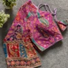 Kalamkari Position Print Padded Crepe Silk Saree Blouse with Back Dori & 3/4 Sleeves - Image 10
