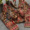Kalamkari Position Print Padded Crepe Silk Saree Blouse with Back Dori & 3/4 Sleeves - Image 11