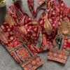 Kalamkari Position Print Padded Crepe Silk Saree Blouse with Back Dori & 3/4 Sleeves - Image 16