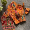 Kalamkari Position Print Padded Crepe Silk Saree Blouse with Back Dori & 3/4 Sleeves - Image 19