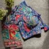 Kalamkari Position Print Padded Crepe Silk Saree Blouse with Back Dori & 3/4 Sleeves - Image 3