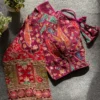 Kalamkari Position Print Padded Crepe Silk Saree Blouse with Back Dori & 3/4 Sleeves - Image 5