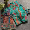 Kalamkari Position Print Padded Crepe Silk Saree Blouse with Back Dori & 3/4 Sleeves - Image 7