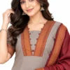 Kanchi Cotton Zari Work Kurta Pant Set with Tassel Dupatta - Image 4