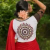 Khadi Cotton Applique Work Boat Neck Readymade Blouse – Front Open Non-Padded Saree Blouse (Alterable 32-44)