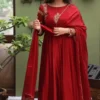 Latest Maroon Red Anarkali Dress with Dupatta – Buy Designer Ethnic Wear Online - Image 2