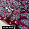 Lightweight Georgette Mirror Work Saree with Zari Border & Matching Blouse Piece - Image 10