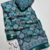Lightweight Georgette Mirror Work Saree with Zari Border & Matching Blouse Piece - Image 12
