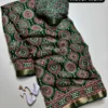 Lightweight Georgette Mirror Work Saree with Zari Border & Matching Blouse Piece - Image 3
