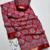 Lightweight Georgette Mirror Work Saree with Zari Border & Matching Blouse Piece - Image 4