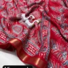 Lightweight Georgette Mirror Work Saree with Zari Border & Matching Blouse Piece - Image 6
