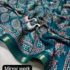 Lightweight Georgette Mirror Work Saree with Zari Border & Matching Blouse Piece - Image 9