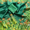 Lightweight Kota Doria Check Saree – Botanical Wildflower Art Print with Contrast Border & Printed Blouse Digital Printed Modal - Image 7