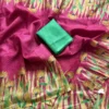 Lightweight Kota Doria Check Saree – Botanical Wildflower Art Print with Contrast Border & Printed Blouse Digital Printed Modal - Image 9