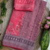 Lightweight Printed Georgette Saree with Handcrafted Real Mirror Detailing - Image 3