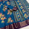 Lightweight Pure Desi Tussar Daily Wear Saree | Elegant Floral Print with Rich Contrast Woven Zari Border (Ready Stock) - Image 12
