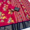 Lightweight Pure Desi Tussar Daily Wear Saree | Elegant Floral Print with Rich Contrast Woven Zari Border (Ready Stock) - Image 14