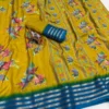 Lightweight Pure Desi Tussar Daily Wear Saree | Elegant Floral Print with Rich Contrast Woven Zari Border (Ready Stock) - Image 6