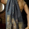 Lightweight Soft Lichi Silk Festive Saree with Woven Jacquard Border & Pallu – Ideal for Weddings, Farewell & Gifting - Image 2